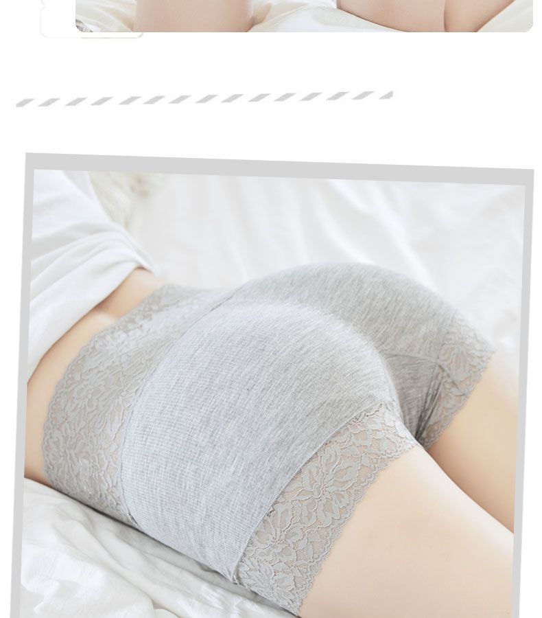 Quần lưng cao an toàn nữ ren chống ánh sáng đồ lót cotton không có dấu vết bụng xà cạp mặc quần short bảo hiểm mùa hè - Quần short thời trang nữ