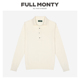 Full Monty trắng dài tay polo 12 hàng dệt kim nam ve áo cơ thể kinh doanh rắn màu len top này