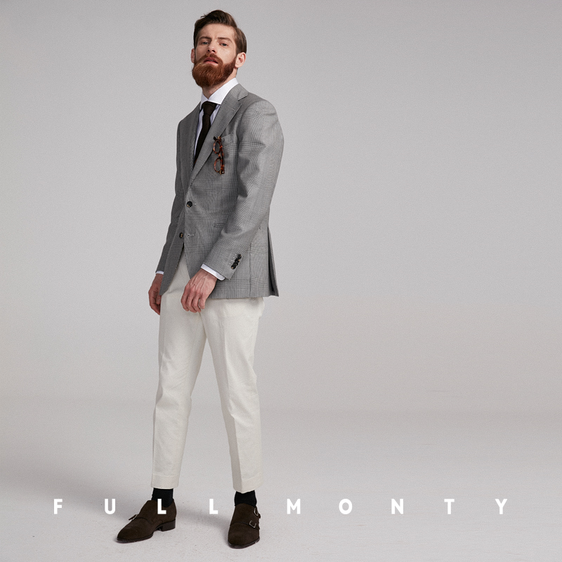 Full Monty Ý ImportvBC nhẹ Grey Hoàng tử Gdansi nam Business Casual Suit Lên trên