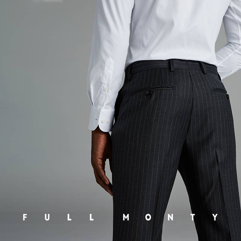 Full Monty xám bút chì-in len kinh doanh quần nam mặc quần flannel phù hợp.