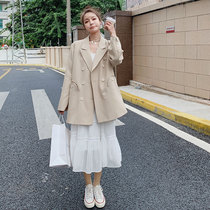 Off white suit jacket womens short double-breasted small spring 2021 New fried street Net red small suit