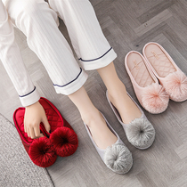 Japanese style tassel ball pink girl home shoes bestie wedding souvenir light slippers non-slip