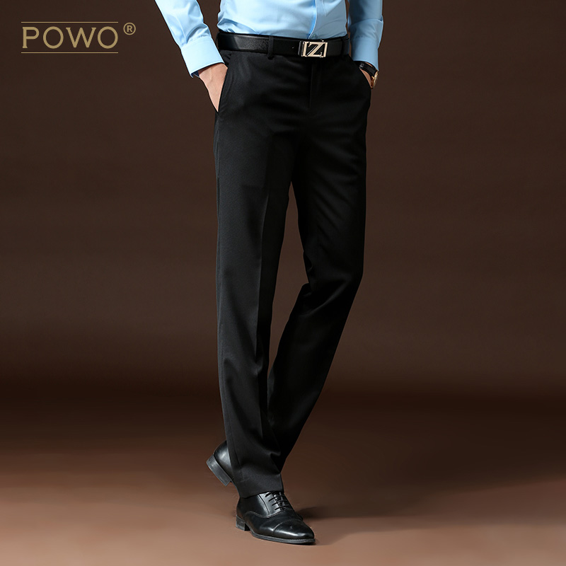 POWO quần nam Fit Casual Pants Suit Business Straight Suit quần mùa hè mỏng mới.