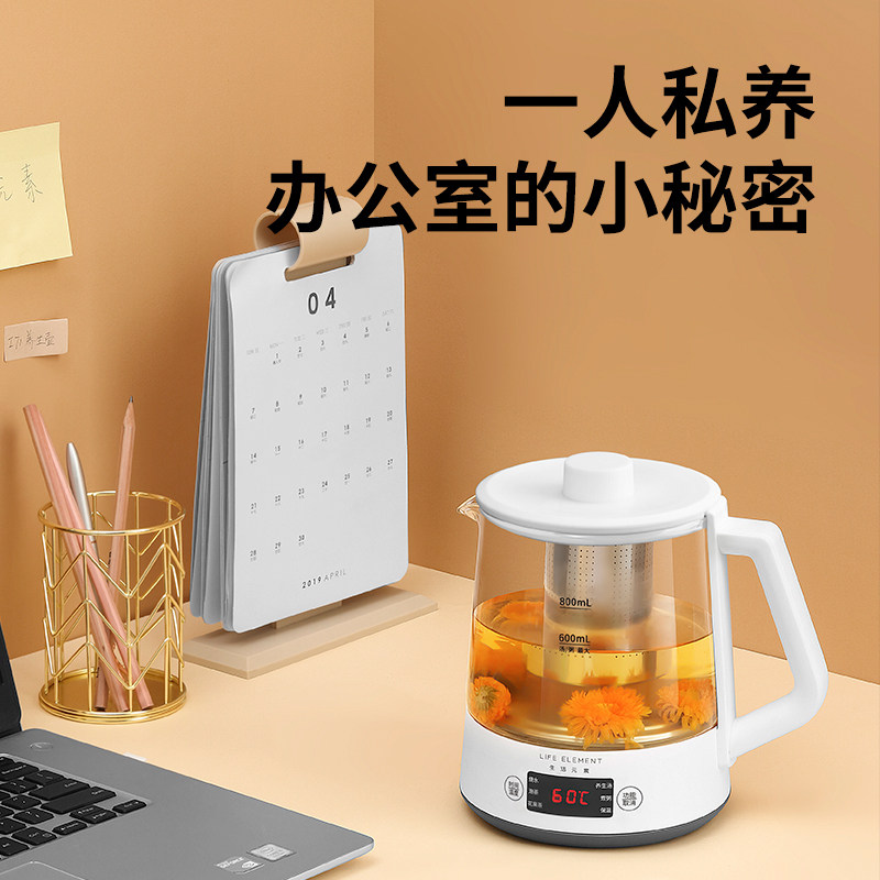 Living Elemental Cook Tea Mini Wellness Pot Home Glass Multifunction Fully Automatic Flower Tea Office Small