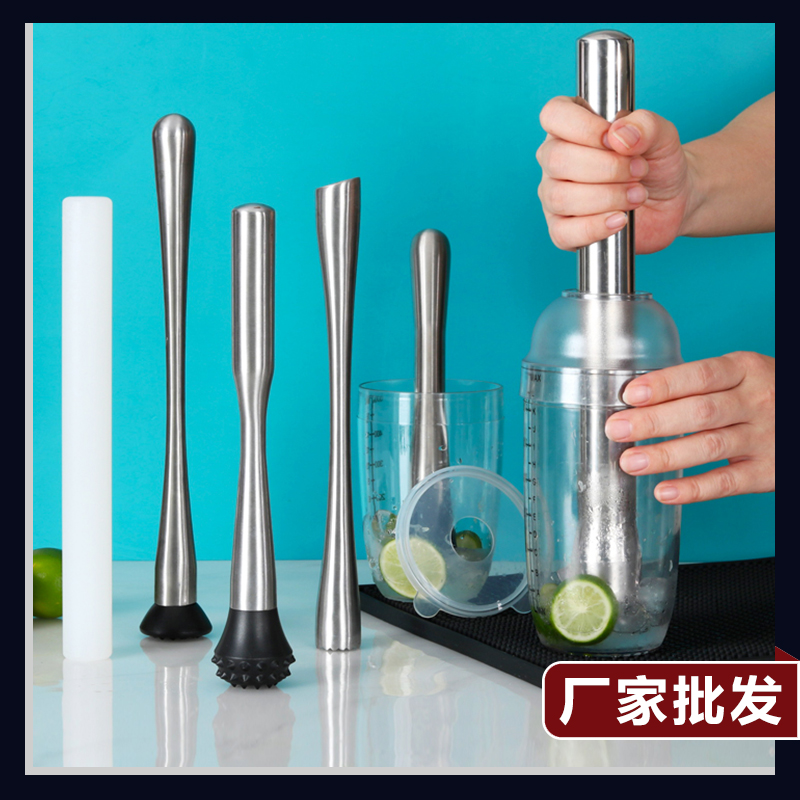 Stainless Steel Crushed Ice Hammer Pp Plastic Lemon Stick Hand Beating Lemon Milk Tea Tool Commercial Mashing Fruit Special Press Juice Stick