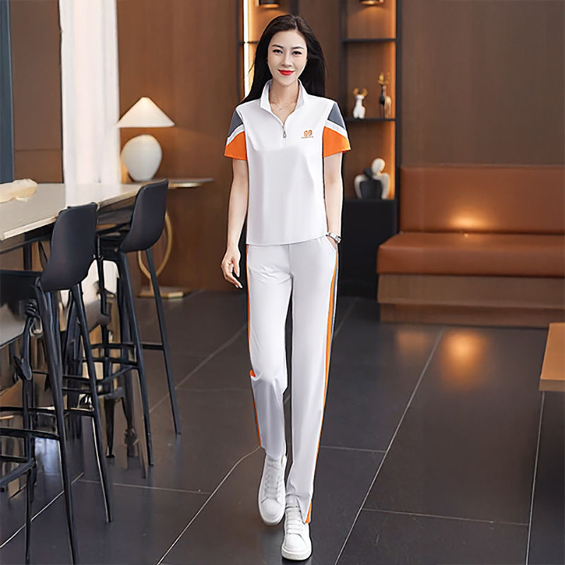Casual Sports Suit for Women, Summer 2026 New Style, Elegant, Age-Reducing, Loose, Slimming, Short-Sleeved Top and Pants Two-Piece Set