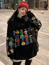 Tide-card black necropolis women 2022 spring new loose Korean version with cap blouses foreign air and less lazy wind jacket