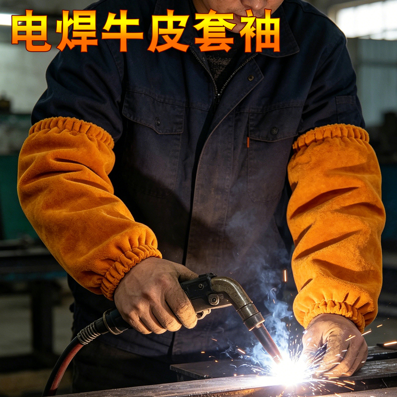Cowhide Welding Sleeves, Anti-Scalding Sleeves, Special for Welders, Secondary Protection Welding, Anti-Splash, Heat Insulation, Labor Protection, Welding Protective Sleeves