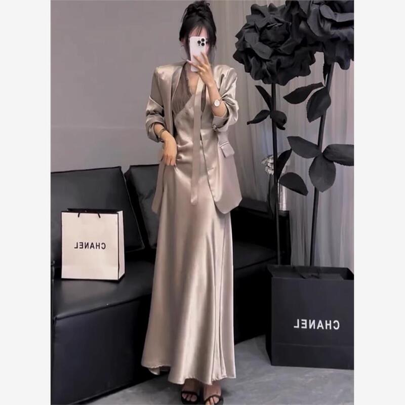 2025 Autumn New Fashion Trendy Design High-End Elegant Suit Jacket and Suspender Skirt Set for Women