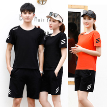 Pure cotton table tennis clothing male suit female summer short sleeve table tennis clothes tug-of-war training competition clothes sportswear