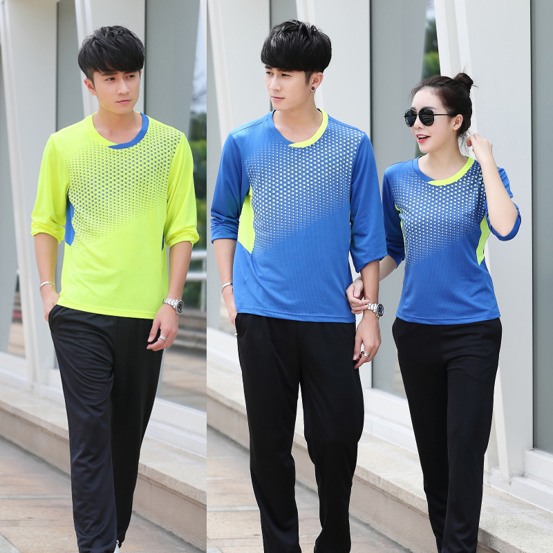 Spring and autumn round neck long sleeves badminton suit men and women's sports suit long pants jacket speed dry autumn and winter table tennis clothing