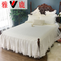 Yalu summer bedspread bed skirt type single piece lace 1 5 meters 18 m bed set Princess wind non-slip three-piece set