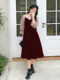 Plus-Size High-End A-Line Red Engagement Toast Dress, Birthday Dress, Velvet Large-Size Dress for Women, Spring and Autumn, Slimming Effect 7