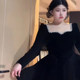 Heart-stopping velvet spring and autumn plus size dress banquet evening dress slightly fat mm slimming