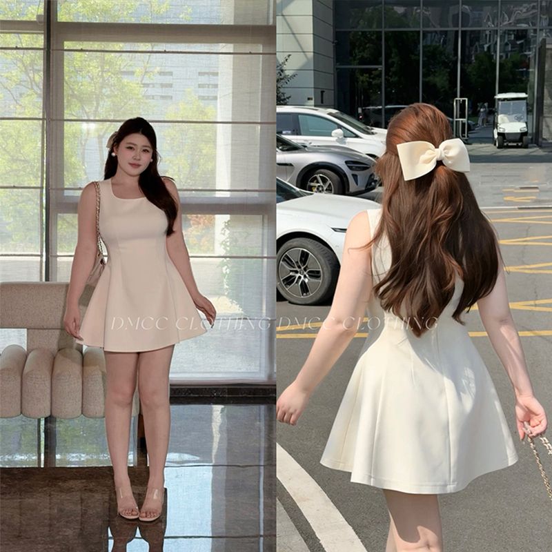 Dmcc Big Honey【White Moonlight Dress】High-End White Sleeveless Birthday Dress for Slightly Chubby Women, Slimming Plus-Size Dress for Summer Dmcc Big Honey【White Moonlight Dress】High-End White Sleeveless Birthday Dress for Slightly Chubby Women, Slimming Plus-Size Dress for Summer