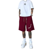 Бордовые баскетбольные спортивные летние шорты, дизайнерские штаны, в американском стиле, оверсайз, тренд сезона