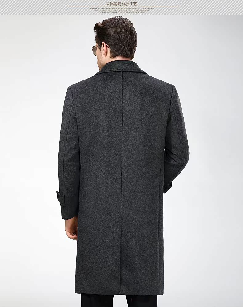 Mùa thu và mùa đông cha mặc áo len trench cashmere nam trung và áo len dài cổ áo len dài áo gió dáng dài