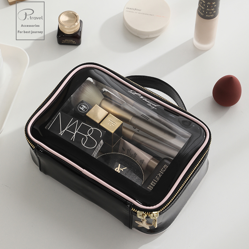 Hand-held cosmetic bag jelly transparent female large-capacity portable travel travel carry-on wash cosmetic storage bag