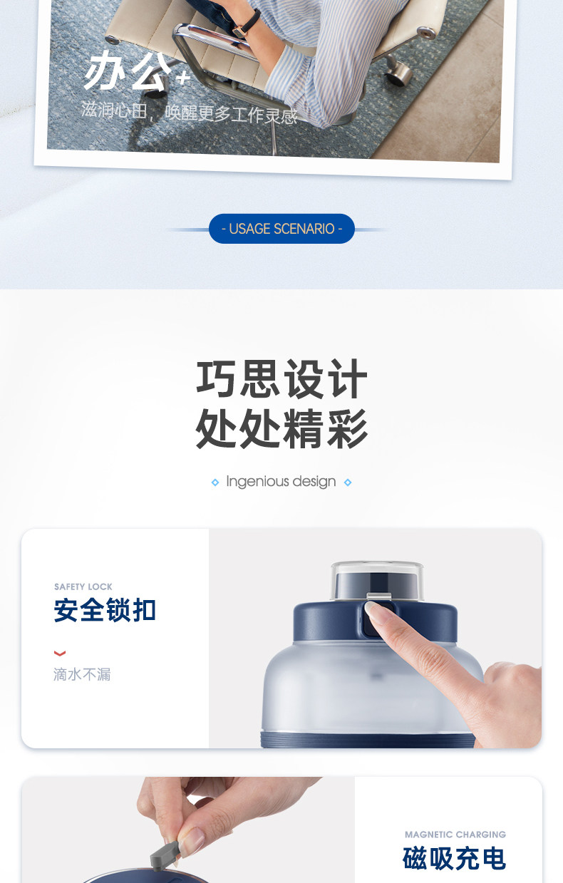 【中國直郵】 摩飛 王俊凱同款 雙蓋榨汁杯桶 便攜運動果汁杯1000ML(翡冷翠)