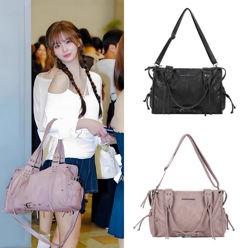 Korean Niche Fancy Club Seo Yoon Same Style Studded Biker Large Capacity Shoulder Crossbody Handbag