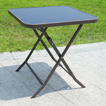 Single table small square round table Home glass folding European-style casual minimalist cafeterias for dinner table Iron Art Table