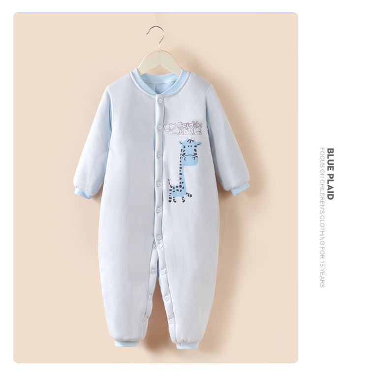 Babyiesies mùa thu và mùa đông 2 bông nhồi bông 4 trẻ em đồ ngủ liền nhau mùa đông 1-3 tuổi nam dày cô gái ấm 5 bodysuit cho bé sơ sinh