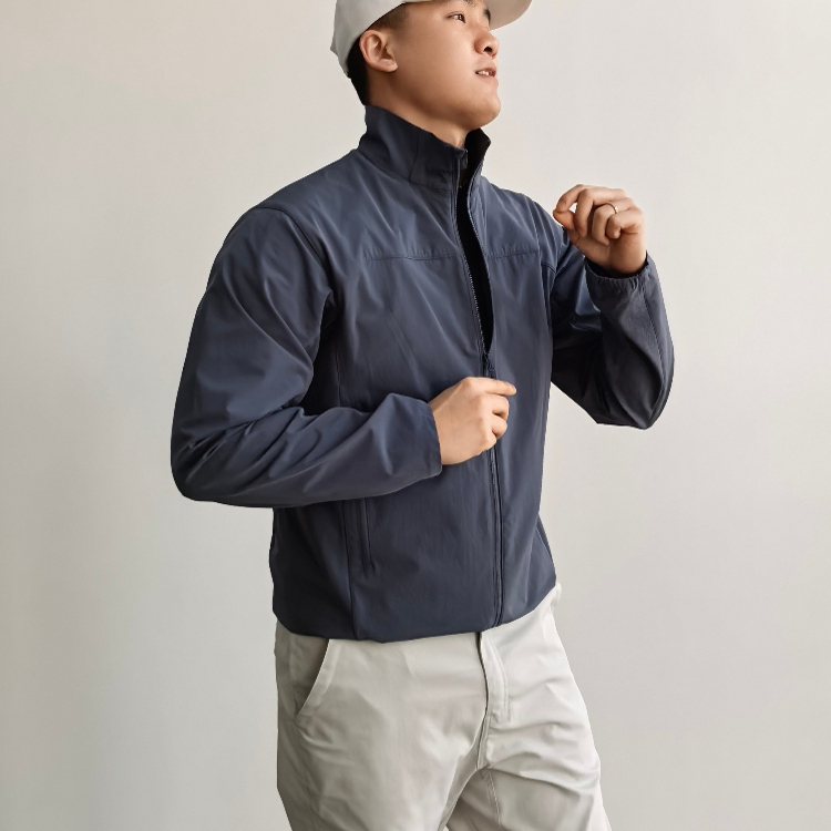 Sos Urban Outdoor Stand-Up Collar Softshell Jacket with Underarm Paneling, Breathable Casual Top, Lightweight Business Shoulder Jacket