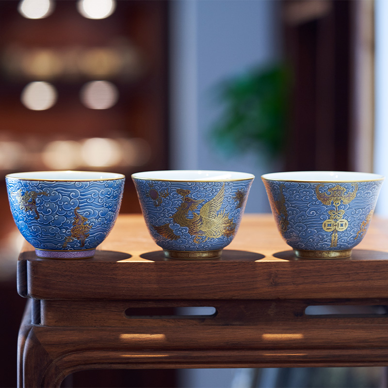 Tang Pin colored enamel xiangyun to front cup paint phoenix bat master individual cup of jingdezhen ceramic cup