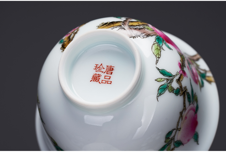 Tang Pin enamel pastel peach is only three tureen manually make tea bowl of jingdezhen ceramic large - sized kung fu tea cups