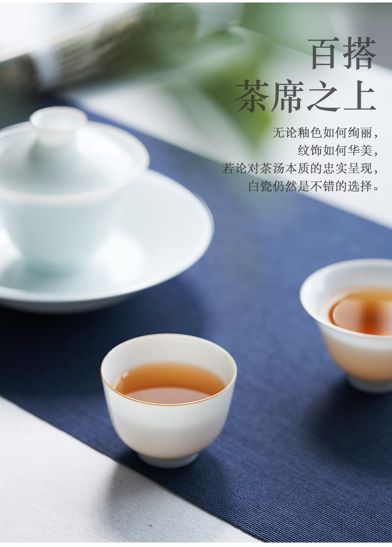 Jingdezhen pure manual white porcelain cups kung fu tea set sample tea cup jade green craft master cup bowl thin body