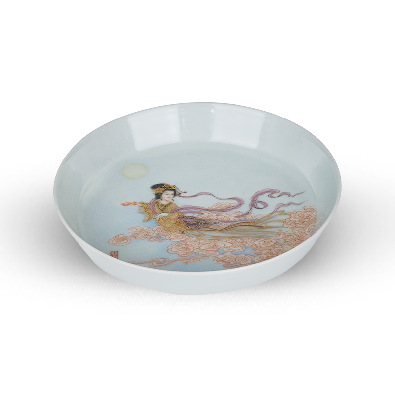 Jingdezhen pastel chang e characters straight expressions using tray was all hand dry fruit tray was pot of kung fu tea set archaize furnishing articles