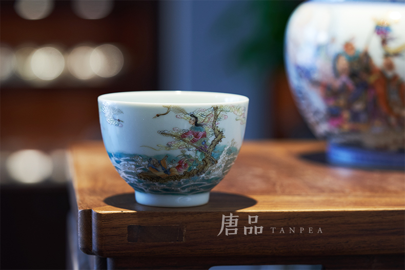 Pastel offer longevity figure sample tea cup cup personal Lord kung fu celebration gifts jingdezhen all checking ceramic heart single CPU