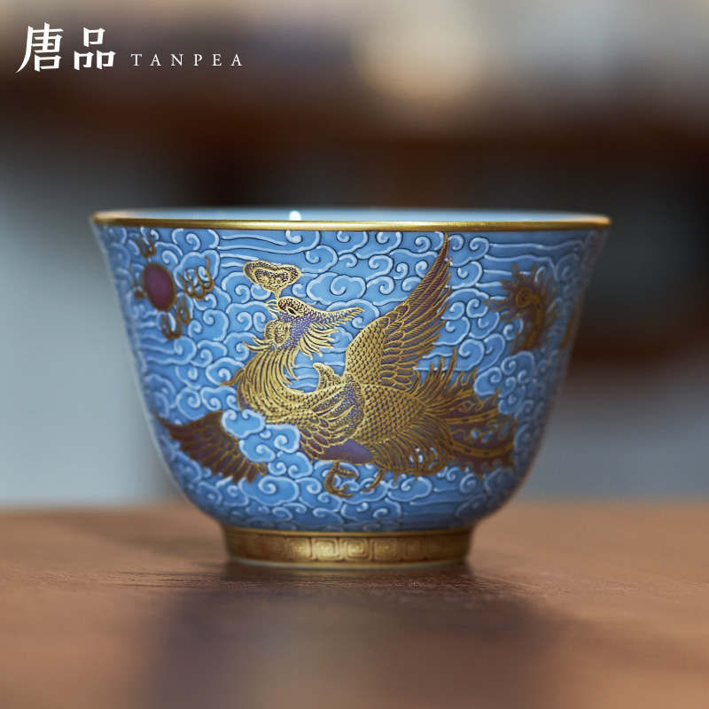 Tang Pin colored enamel xiangyun to front cup paint phoenix bat master individual cup of jingdezhen ceramic cup