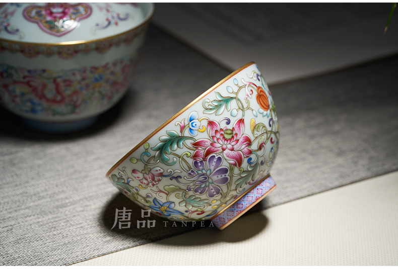 Tang Pin enamel colors branch flowers and the plants of jingdezhen ceramic cups large master cup heart of kung fu tea tea cup