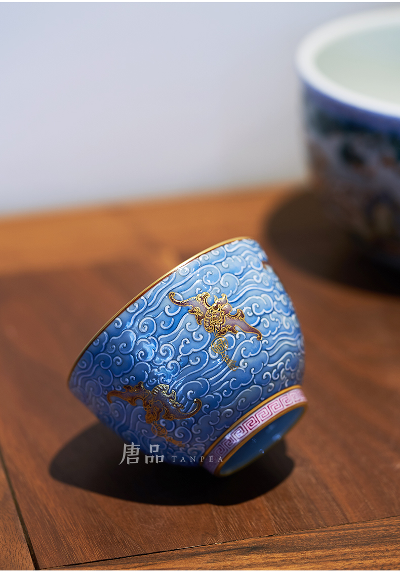 Tang Pin colored enamel xiangyun to front cup paint phoenix bat master individual cup of jingdezhen ceramic cup