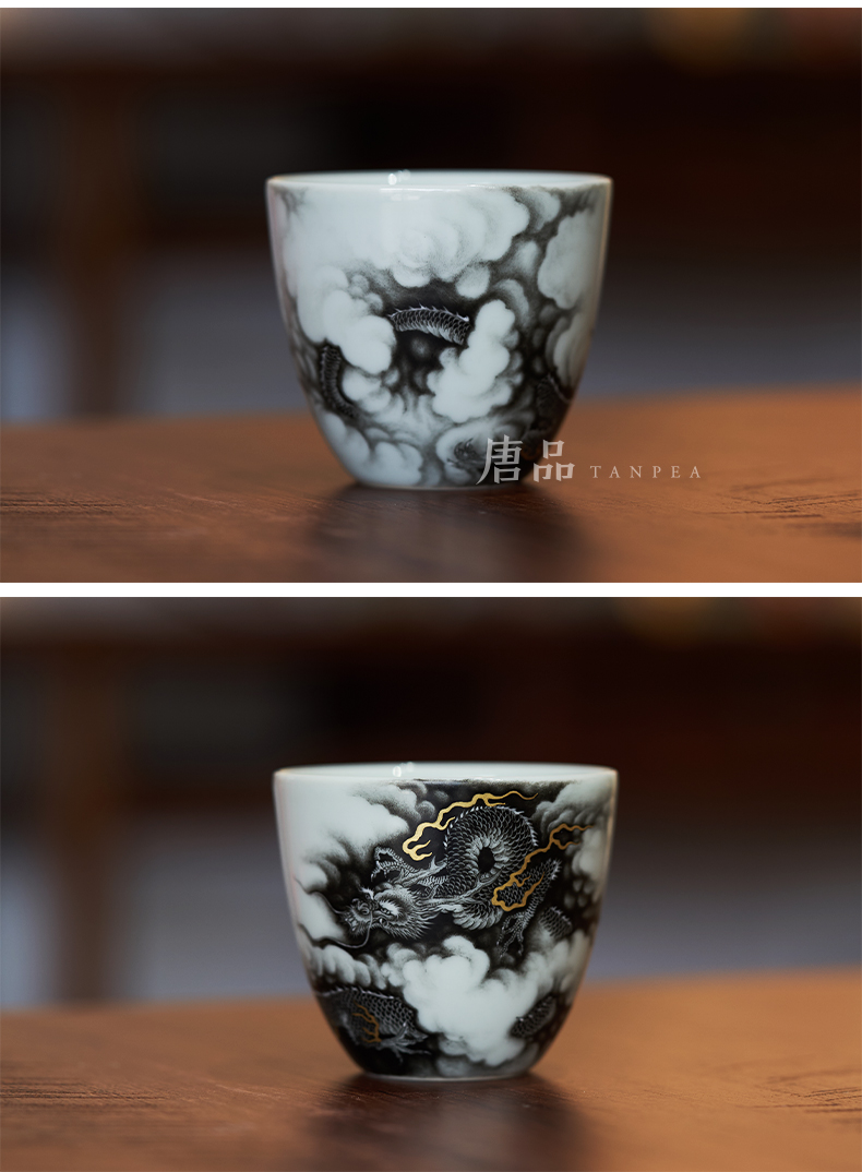 Color ink paint YunLongWen antique porcelain cups manual song dynasty 's four claw dragon master of jingdezhen ceramic single CPU