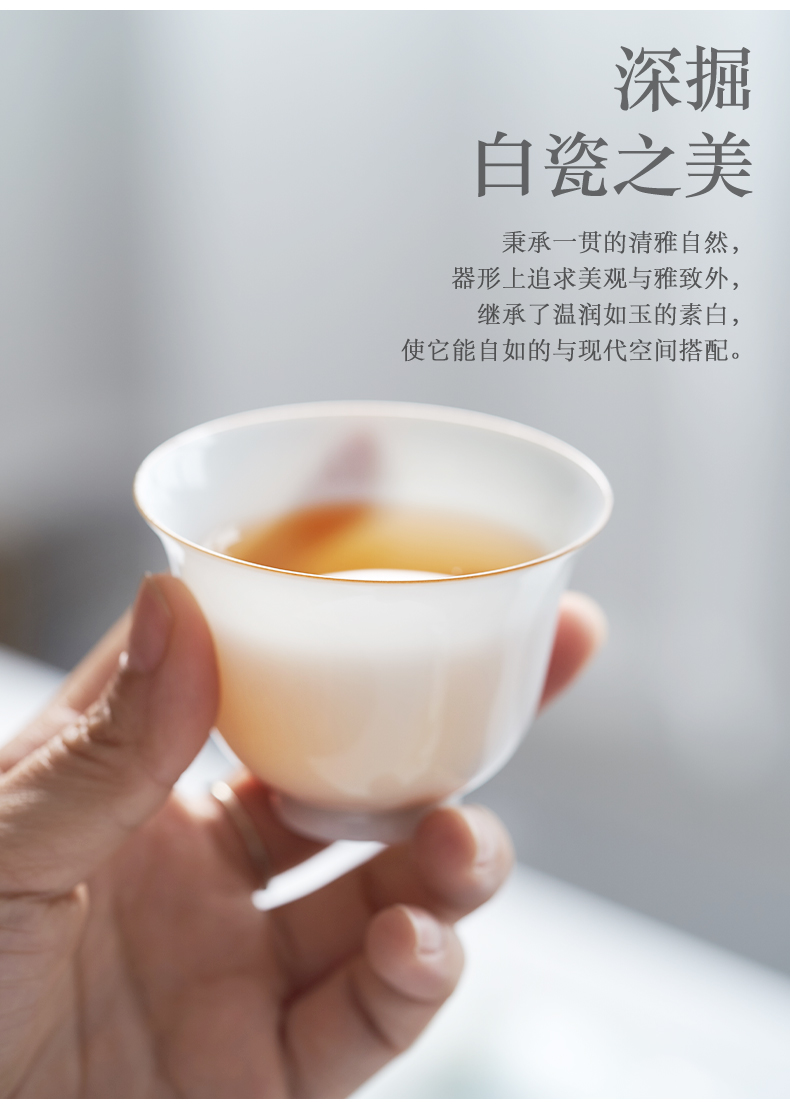 Jingdezhen pure manual white porcelain cups kung fu tea set sample tea cup jade green craft master cup bowl thin body