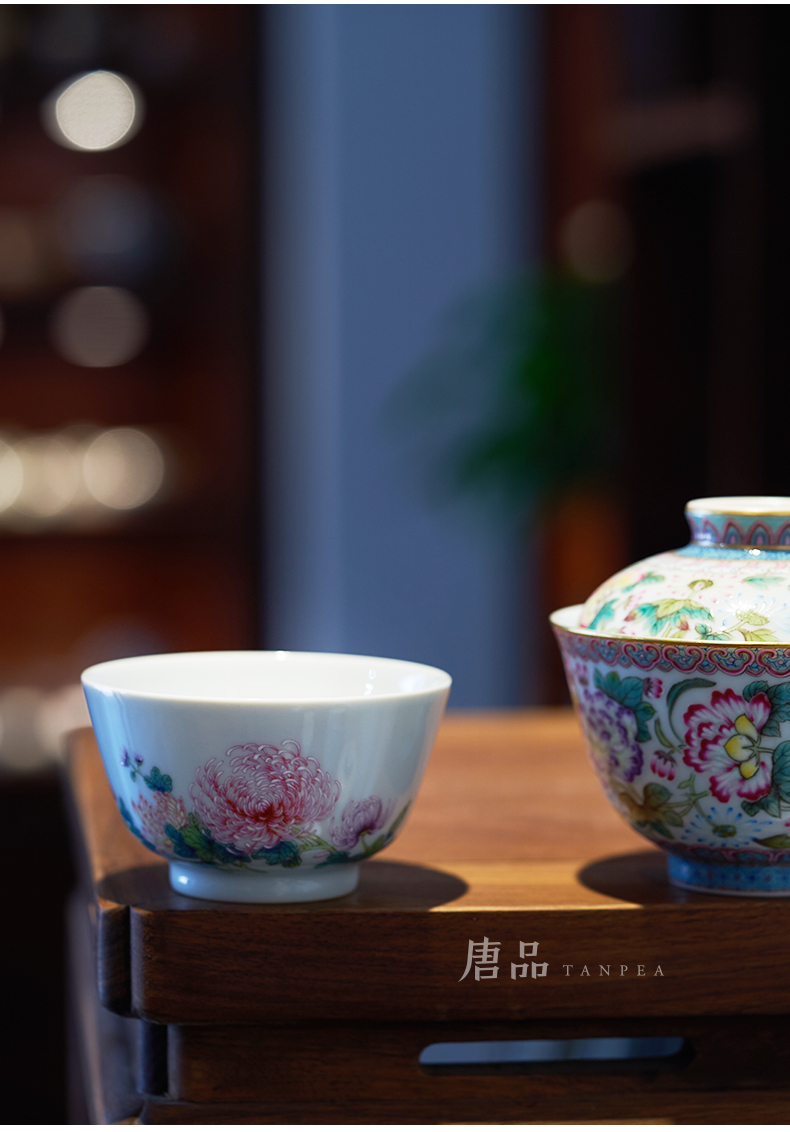 Pastel by tea cups of jingdezhen ceramic cup personal Lord single hand - made flowers kung fu tea pu 'er tea cup