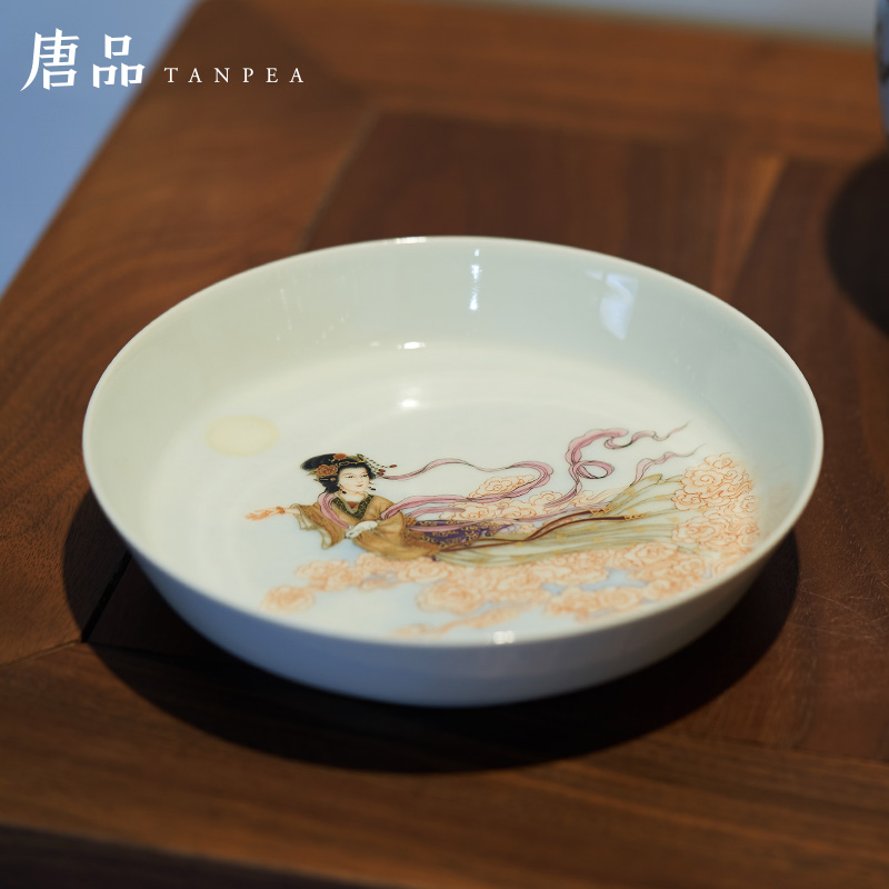 Jingdezhen pastel chang e characters straight expressions using tray was all hand dry fruit tray was pot of kung fu tea set archaize furnishing articles