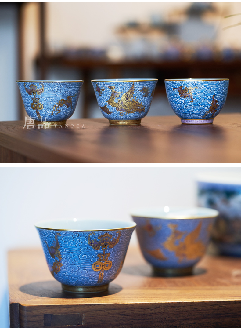 Tang Pin colored enamel xiangyun to front cup paint phoenix bat master individual cup of jingdezhen ceramic cup