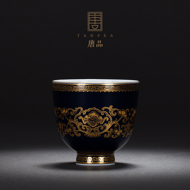 Jingdezhen ceramic ji blue sample tea cup principal bound lotus flower grain kung fu tea cups personal single CPU master CPU