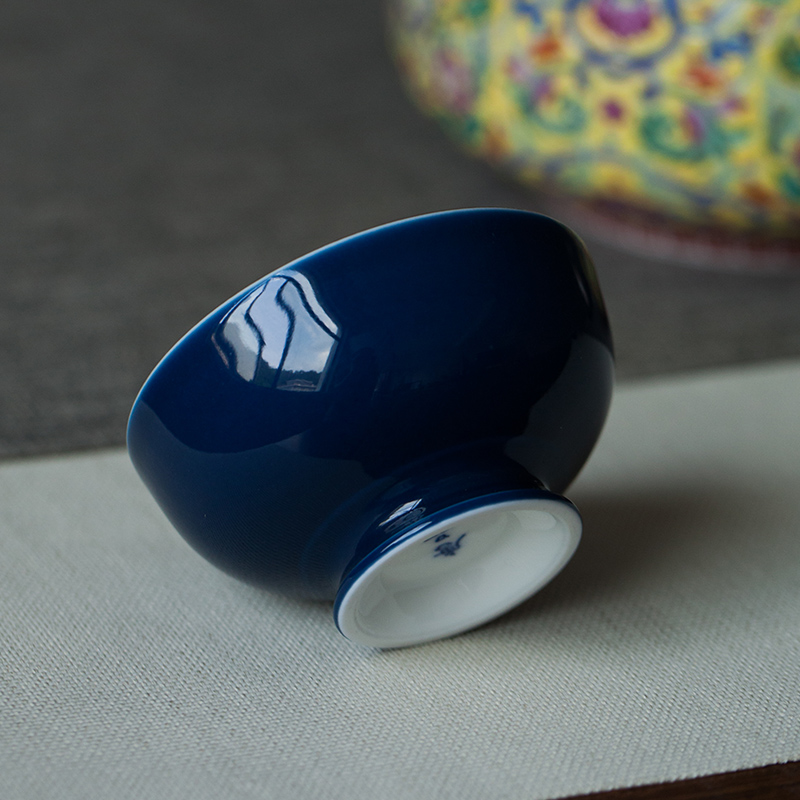 Ji blue hand made longfeng stripes of blue and white porcelain of jingdezhen ceramic masters cup kung fu tea tea to CPU