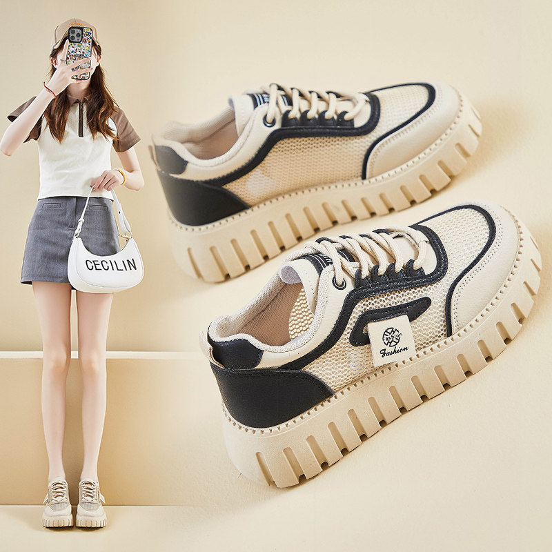 2025 Summer New Soft-Soled Shoes, Comfortable Mesh Shoes, Breathable Thin Dad Shoes, Sneakers, Casual Board Shoes, Women's Shoes