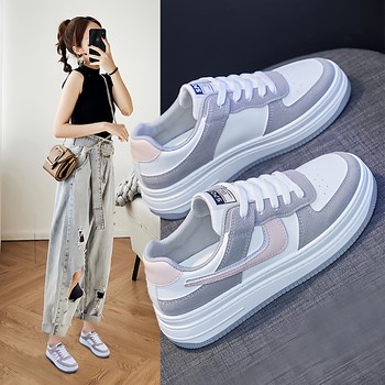 2026 Spring and Autumn New Style White Shoes Korean Version Trendy Versatile Thick-Soled Student Sneakers Breathable Casual Sports Women's Shoes