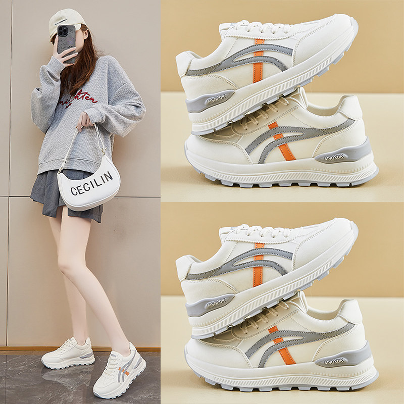 2025 Spring ins Korean Style New Soft-Soled Shoes for Female Students, Running Sneakers, Thick-Soled Height-Increasing Casual Shoes, Versatile