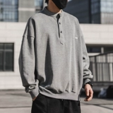 Демисезонный свитшот, куртка с капюшоном, японский лонгслив, в американском стиле, оверсайз, воротник поло