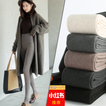 Collection of underpants underpants autumn and winter female plus suede thickened inside and outside wearing high waist even socks black grey stepped foot tight with warm cotton pants