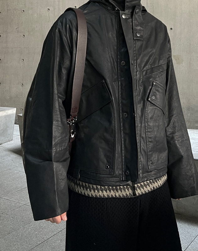 Lem25Fw Raincoat Oil Wax Trench Coat Harrington Jacket