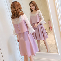 Nursing jumpsuit skirt breastfeeding clothes out fashion spicy mother chiffon feeding clothes spring and summer set pregnant women summer clothes