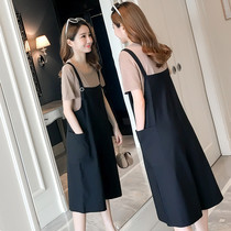 Pregnant Women summer fashion set 2019 new spring and summer short sleeve strap wide leg pants out breastfeeding clothes two-piece set